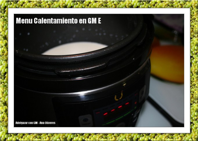 Menu calentamiento en GM E: boton central redondo, aprieta 1 vez