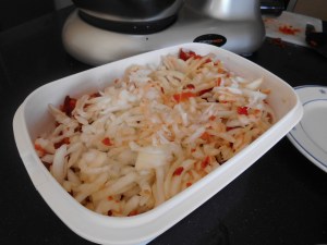 Cebolla picada en juliana en Cecomixer